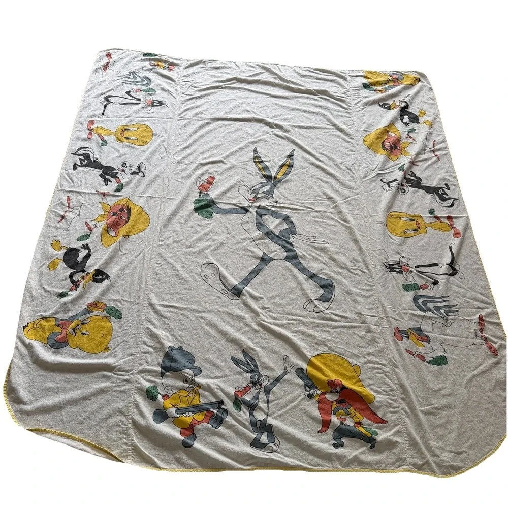 Vtg Warner Bros Looney Tunes Bedspread Twin Bugs Elmer Fudd Yosemite Sam Foghorn